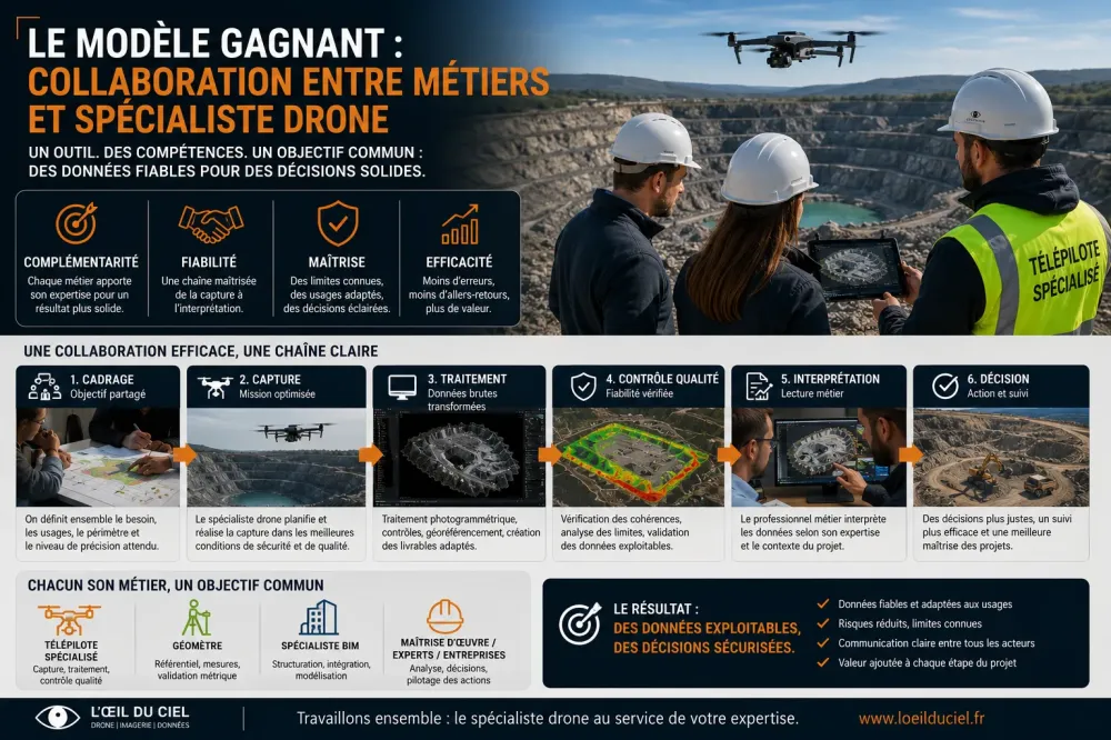 Le modèle gagnant : collaboration entre métiers et spécialiste drone
